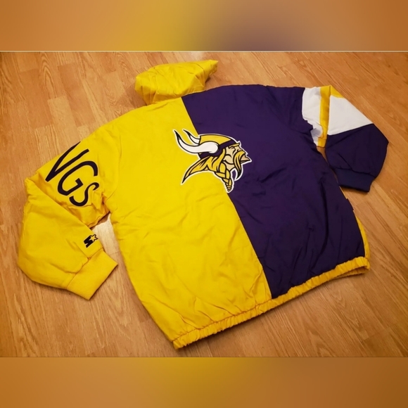 Minnesota Vikings Starter Jacket Vintage 90s Style Mens Size Large New - Picture 4 of 7